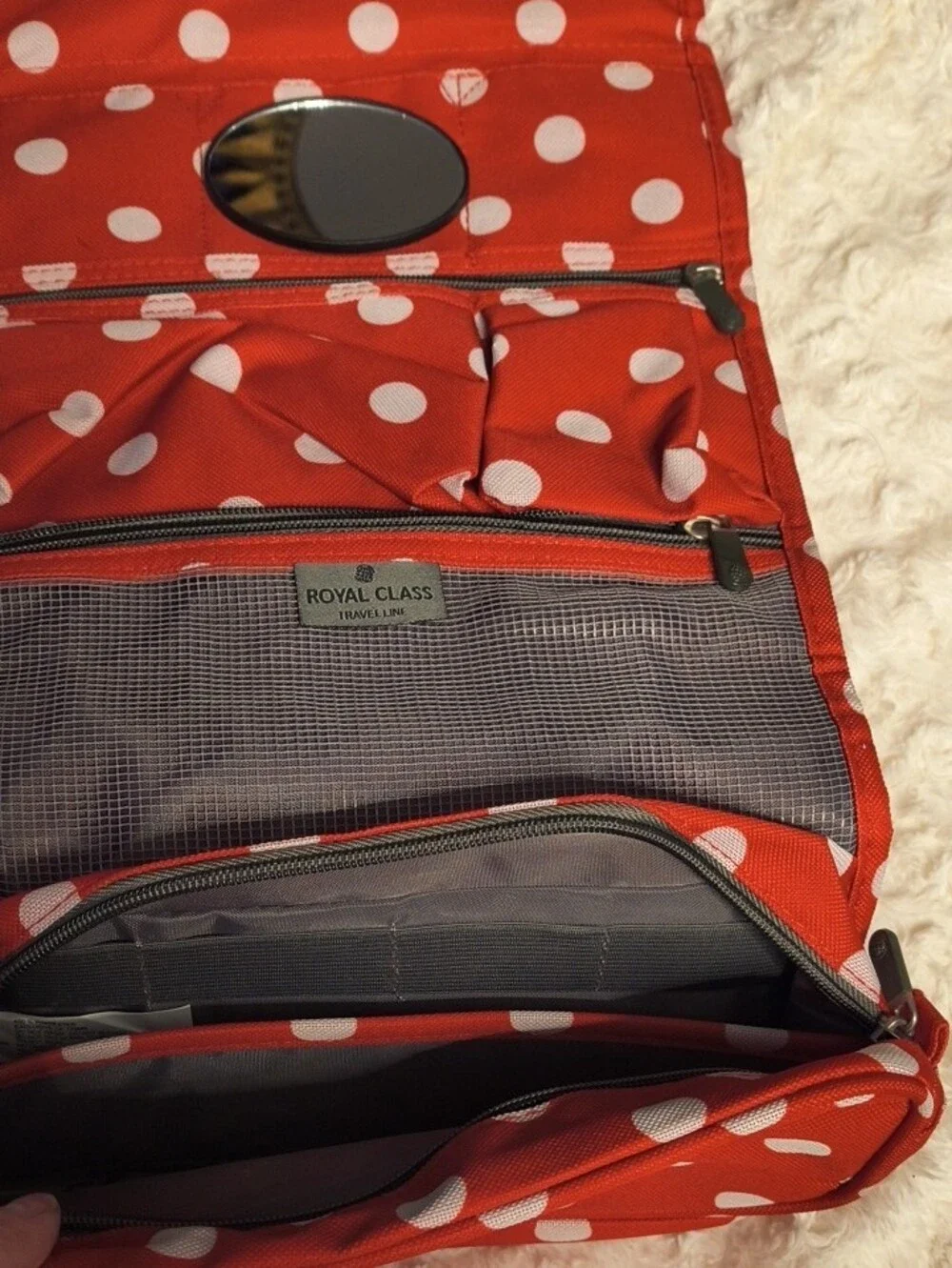 Red Polka Dot Cosmetic Pouch with Secure Clasp